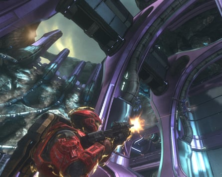 Combat Evolved, showing a player shooting a gun.