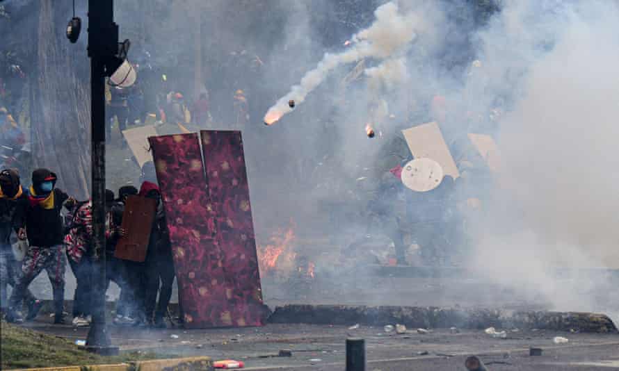 City dwellers and Indigenous people took to the street to protest the government’s austerity measures.