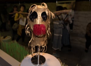 A mask made out of cane toad leather by the performance artist duo the Huxleys