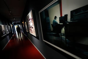 A corridor lined with pictures