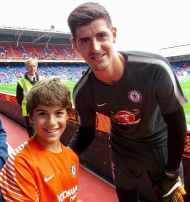Michael Peter Hadad and Thibuat Courtois before the game at Selhurst Park.
