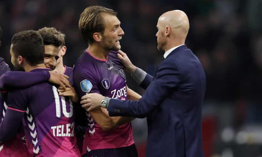 Erik ten Hag is the best coach I have played under – these are the reasons why | Erik ten Hag 3 Willem Janssen with Erik ten Hag during Utrecht’s game at Ajax in November 2017.