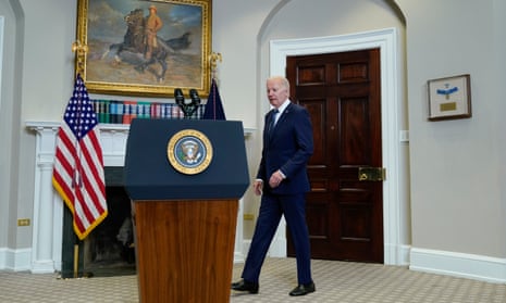 President Joe Biden arrives to speak in the Roosevelt Room of the White House on Sunday.