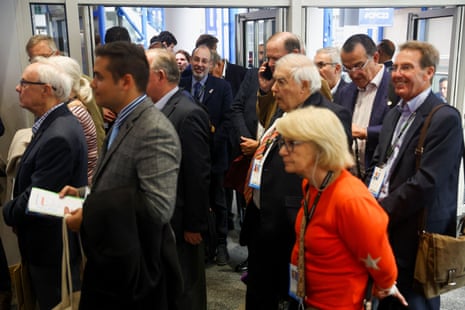 People queuing at the Tory conference to get into the main hall, where Kwasi Kwarteng will soon be speaking.