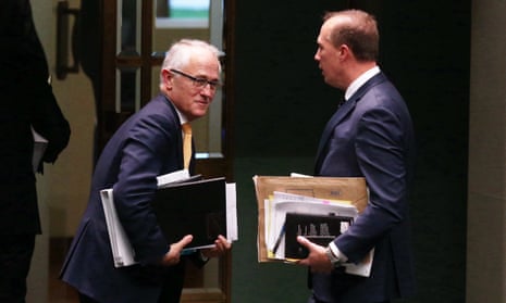 Malcolm Turnbull leaves after question time with immigration minister Peter Dutton.