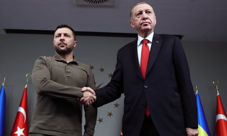 El presidente turco Recep Tayyip Erdoğan se reúne con el presidente ucraniano Volodymyr Zelenskiy en Estambul.
