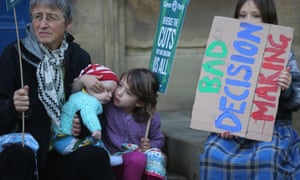 An anti-austerity protest outside the Conservative party conference in 2015.