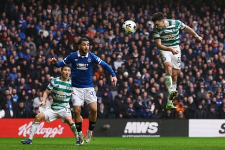 Celtic’s Kieran Tierney scores their first goal