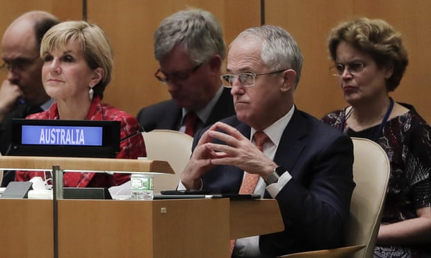 Malcolm Turnbull with the Australian contingent at the UN