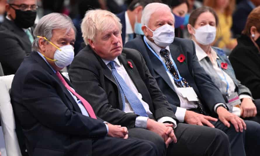 Boris Johnson and Sir David Attenborough at the opening of Cop26