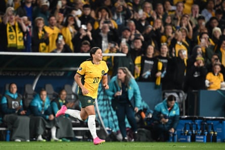 Kerr runs on to a rapturous reception.