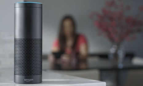 This product image provided by Amazon shows the Amazon Echo speaker. The biggest feature in Amazons Echo speaker is a voice-recognition system called Alexa that is designed to control Pandora, Amazon Music and Prime Music services as well as give information on news, weather and traffic. (Amazon via AP)