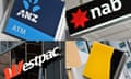 A composite image of signage of Australia's 'big four' banks ANZ, Westpac, the Commonwealth Bank (CBA) and the National Australia Bank (NAB)