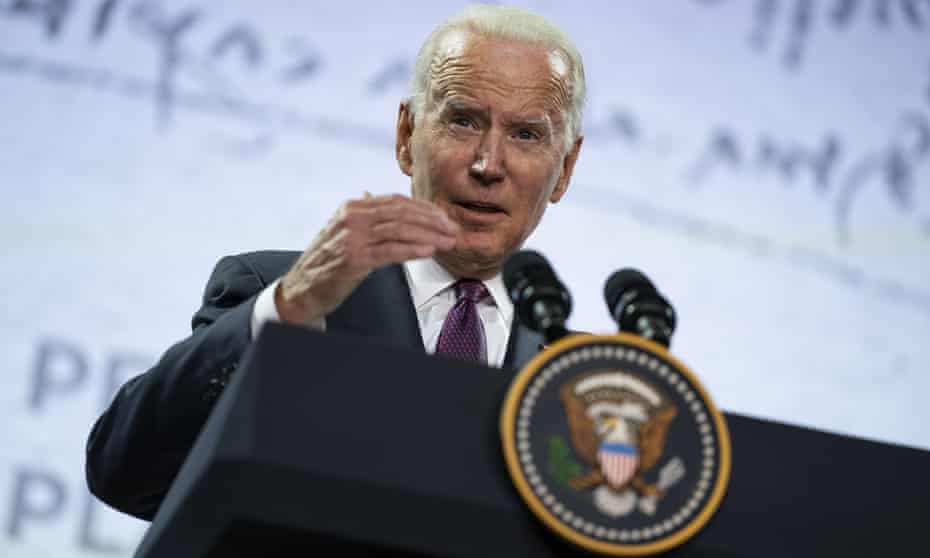 Joe Biden speaks during a news conference at the conclusion of the G20 summit in Rome. 