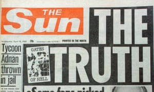 The Sun’s headline on its Hillsborough front page.
