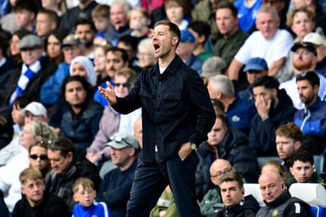 Xabi Alonso on the touchline during the Premier League match between Chelsea and Bournemouth at Stamford Bridge