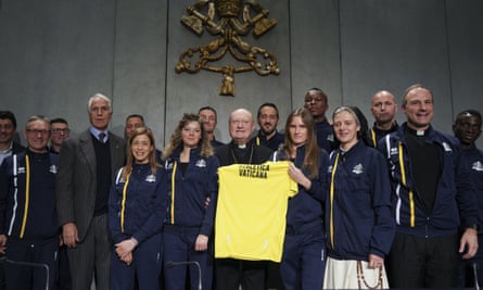 Godspeed: members of Vatican Athletics join in the club’s launch.