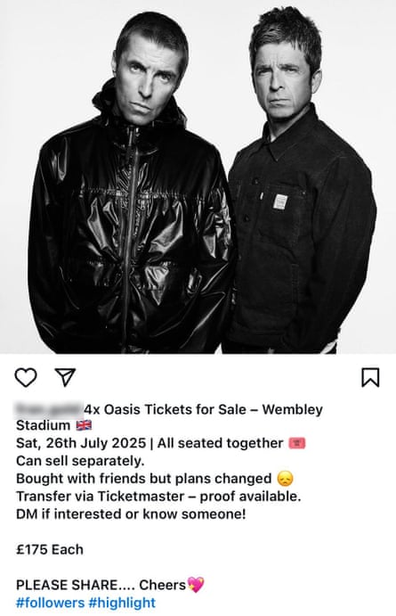 Oasis 2025 scam ticket messages