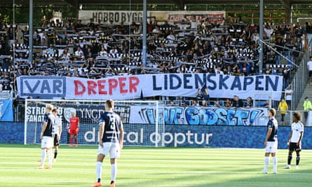 Strømsgodset fans get their protest on.