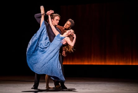 Matthew Ball (The Conductor), Marcelino Sambé (The Instrument) and Lauren Cuthbertson (The Cellist) in The Cellist by Cathy Marston at the Royal Opera House.