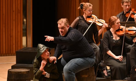 Stuart Skelton as Grimes in a semi-staging of Britten’s Peter Grimes at the Royal Festival Hall with the Bergen Philharmonic Orchestra conducted by Edward Gardner.
