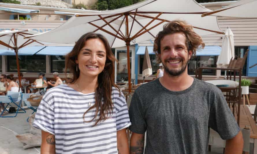 Luna Penn, left, and Axel Zoellin from beach restaurant Ô Petit Monde, Sanary-sur-Mer, France.