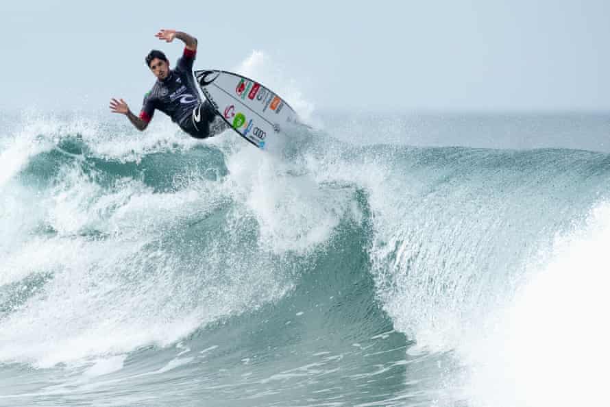 Brazilian Gabriel Medina in action during the 2021 World Surfing Championship event at Narrabeen, a break the Surf Rider Foundation says is under threat.