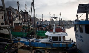 Fishing boats in the harbour at Maryport, Cumbria