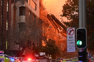 Sydney, Australia A wall collapses during a building fire in the central business district