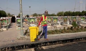 A municipality worker at the cemetery.
