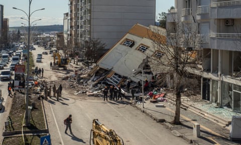 A collapsed building in Pazarcık, the epicentre of the Turkey’s earthquake.