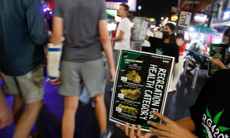 Cannabis products selling at a tourist spot in Thailand, the first country in Asia to legalise the drug.