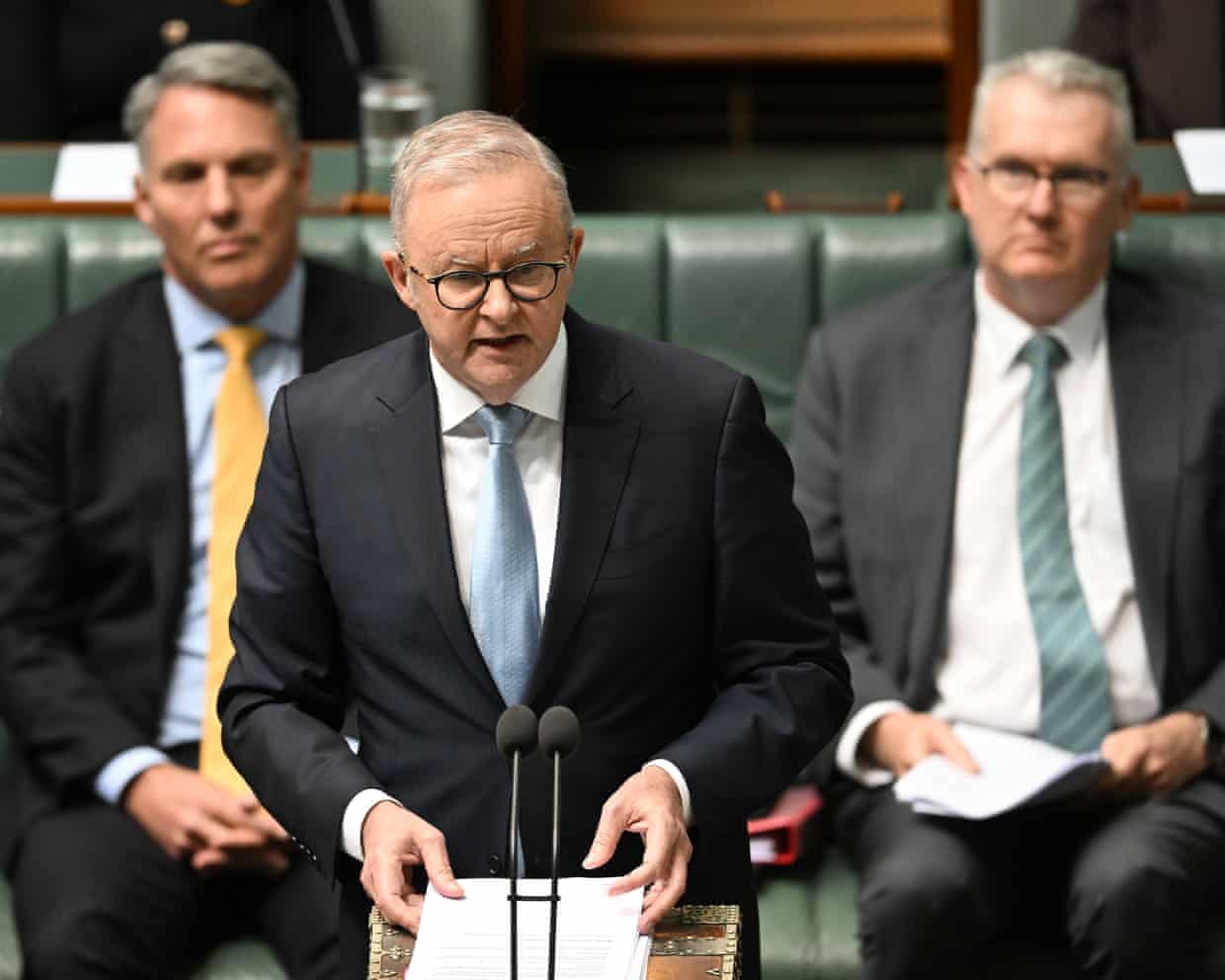 Prime minister Anthony Albanese speaks during question time in the House of Representatives at Parliament House in Canberra on 27 October