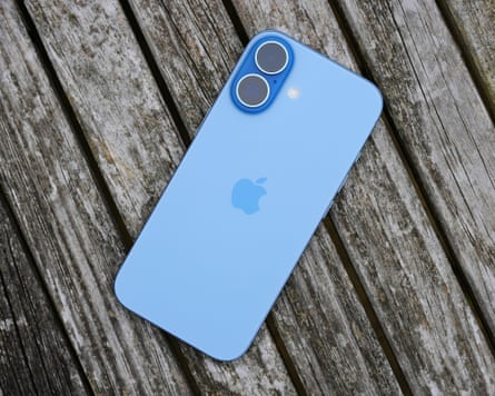 The back of the iPhone 17 laying on a table.