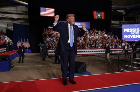 Trump dancing on a red carpet
