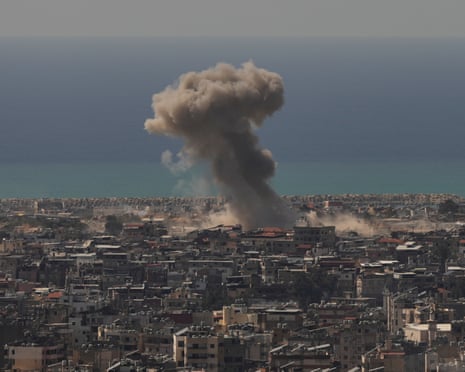 Smoke rises from the site of an Israeli airstrike in the densely populated Dahiyeh neighbourhood of Beirut's southern suburbs.
