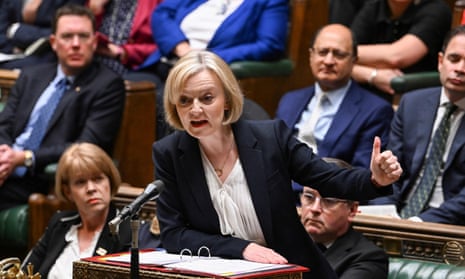 Liz Truss speaking during Prime Minister's Questions in the House of Commons