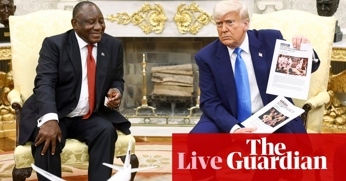 Trump makes baseless claim white farmers are ‘executed’ as meeting with South Africa’s president turns chaotic - live