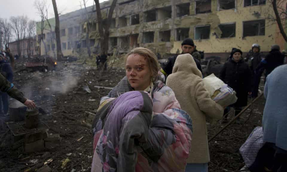 Mariana Vishegirskaya stands outside a maternity hospital that was hit in Mariupol.