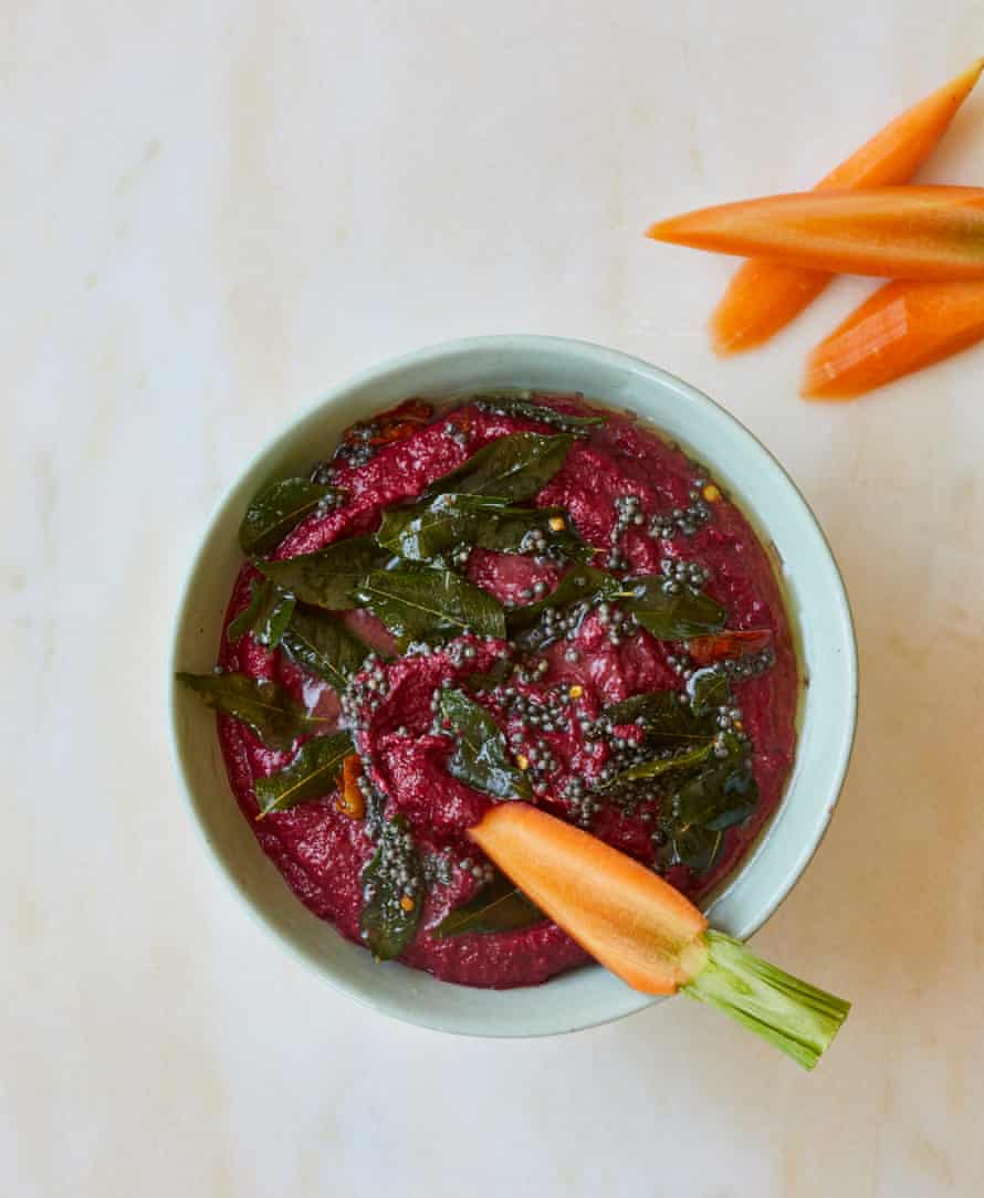 South Indian Beetroot Coconut Dip from Ravinder Bhogal.
