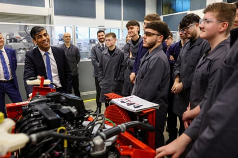 Rishi Sunak visting an apprentice training centre at the Manufacturing Technology Centre (MTC) in Coventry this morning.