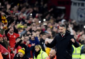 Ryan Giggs celebrates at the final whistle.