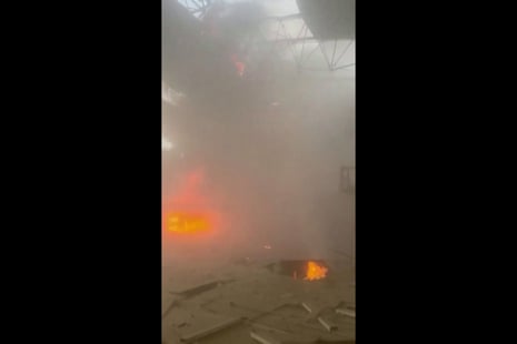 Fire inside Kuwait international airport.