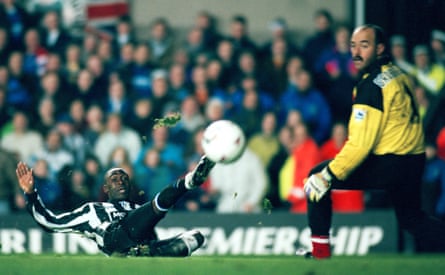Newcastle striker Andy Cole scored 34 goals in the 1993-94 season to help his promoted side finish third.