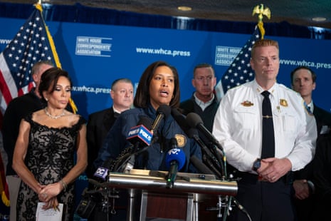 DC Mayor Muriel Bowser speaks to reporters at the Washington Hilton