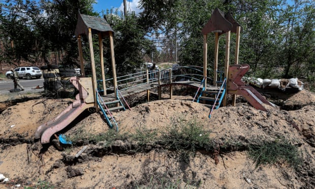 A destroyed playground in Luhansk