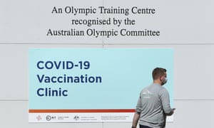 A man enters a Covid-19 vaccination clinic at the Australian Institute of Sport (AIS) in Canberra on Wednesday, 6 October, 2021.