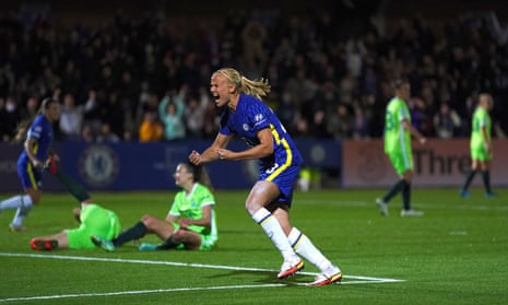 Chelsea's Pernille Harder celebrates the equaliser.