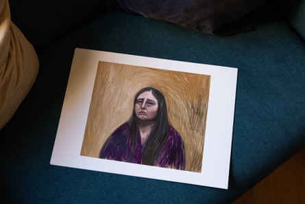 Courtroom sketch artist Anita Lester’s illustration of Erin Patterson during the Mushroom trial.