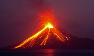 Lava streams down from Anak Krakatau (Child of Krakatoa) volcano during an eruption in July 2018.